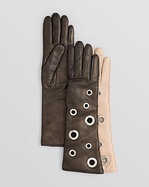 Bloomingdale's Grommet Leather Gloves