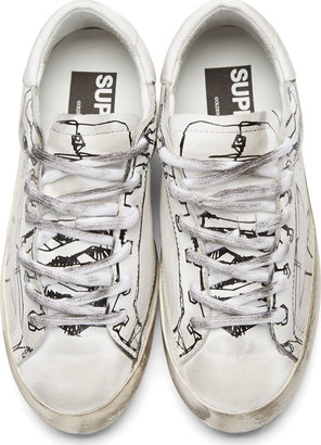 Golden Goose SSENSE EXCLUSIVE White Leather Drawn Detail Superstar Sneakers