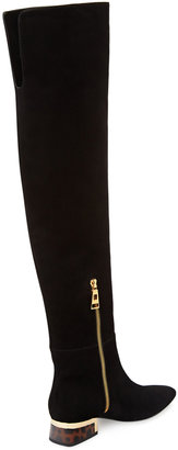 Tom Ford Suede Tortoiseshell Heel Over The Knee Boot