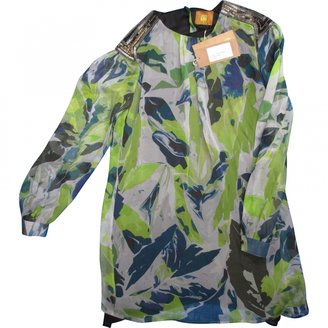 Matthew Williamson Green Leaf Print Silk Dress