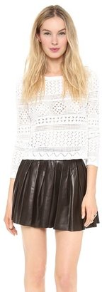 Alice + Olivia Dorie Boxy Cropped Pointelle Top