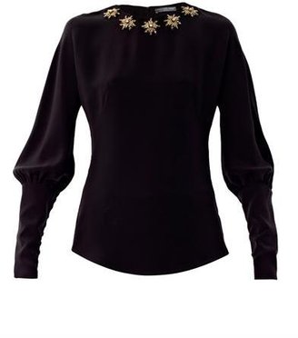 Alexander McQueen Glory star embellished silk blouse