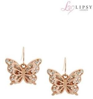 Lipsy Embellished Butterfly Drop Earrings