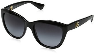 Dolce & Gabbana Women's Logo Execution Cateye Sunglasses, Black & Grey Gradient, 55 mm