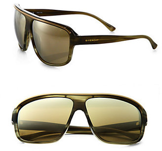 Givenchy Stripe Oversized Shield Square Sunglasses