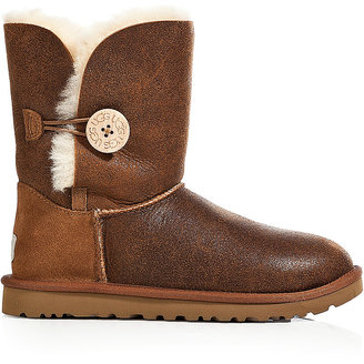 UGG Leather Bailey Button Bomber Boots in Chestnut