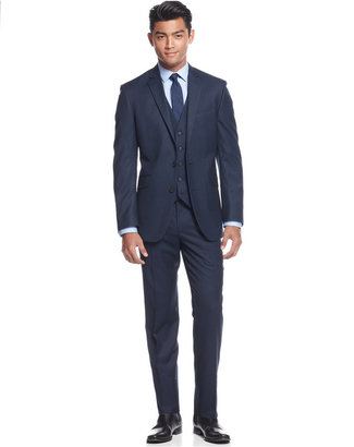 Kenneth Cole Reaction Blue Solid Vested Slim-Fit Suit