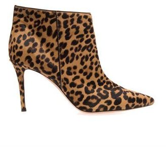 Gianvito Rossi Leopard-print calf-hair ankle boots