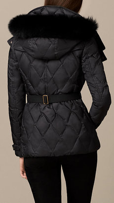 Burberry Down-filled Puffer Coat With Fur Trim