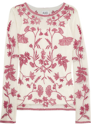 ALICE by Temperley Clover embroidered cotton-mesh top