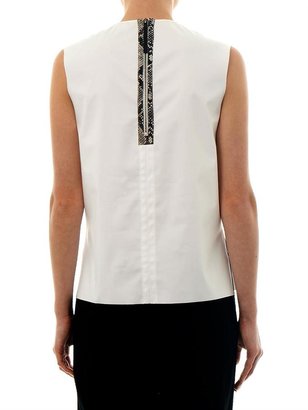 Helmut Lang Embossed-leather and cotton-blend top