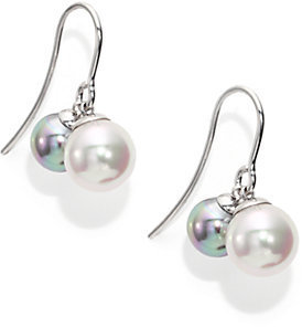 Majorica 7MM-9MM Bicolor Round Pearl & Sterling Silver Drop Earrings