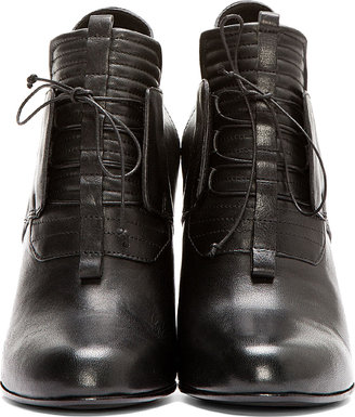 Damir Doma Black Leather Lace-Up Fiore Wedge Boots