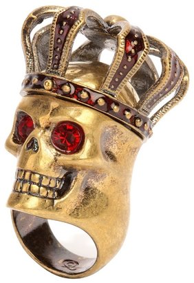 Alexander McQueen Gold Crowned Queen Skull Ring