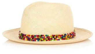Sensi Classic Panama Beaded Straw Hat - Beige