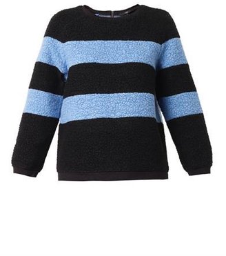 Tibi Textured wool-blend striped sweater