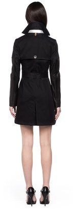 Mackage Inessa Black Trench Coat With Leather Sleeves