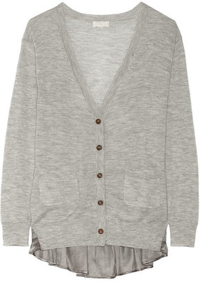 Clu Lace and satin-trimmed cashmere cardigan