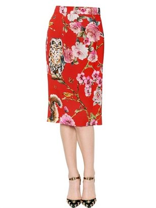 Dolce & Gabbana Floral Stretch Viscose Cady Pencil Skirt