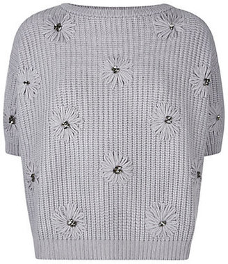 Brunello Cucinelli Crystal Daisy Cashmere Sweater