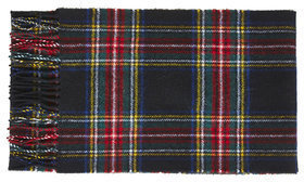 Topshop Womens Lochcarron Lambswool Checked Scarf - Black