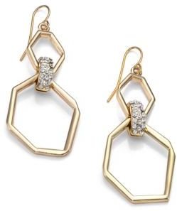 ABS by Allen Schwartz Geometric Pave Drop Earrings