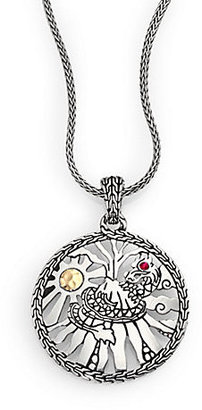 John Hardy Classic Chain Ruby, 18K Yellow Gold & Sterling Silver Heritage Round Pendant Necklace