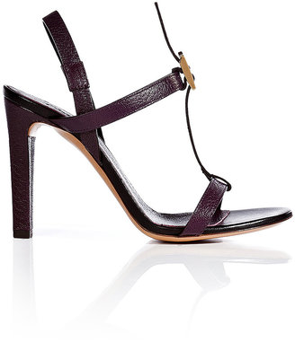 Chloé Leather/Snakeskin Buckle Front Sandals