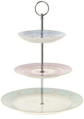 bombay duck Pale blue, pink and green cake stand
