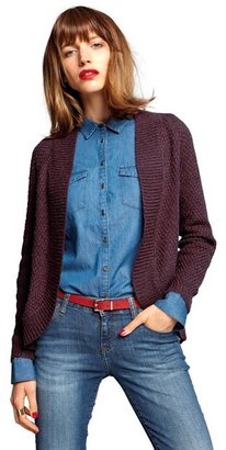 La Redoute R essentiel Cable Knit Wool and Mohair Blend Open Cardigan