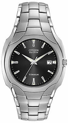 Citizen BM6560-54H Men's Eco-Drive Titanium Bracelet Strap Watch, Silver/Black