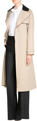 Valentino Wool Coat with Leather Trim