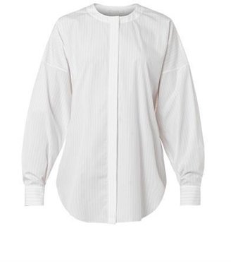 Chloé Pinstriped collarless cotton shirt