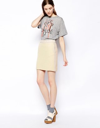 See by Chloe Stretch Mini Sweat Skirt with Neon Stitch