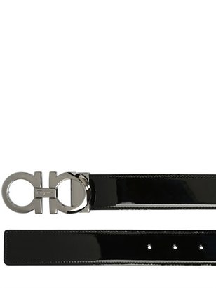 Ferragamo Adjustable Shiny Lux Leather Belt