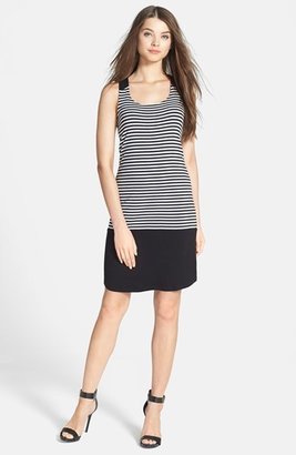 Caslon Stripe & Solid Stretch Knit Racerback Dress (Regular & Petite)
