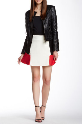 Romeo & Juliet Couture Faux Leather Panel Colorblock Skirt