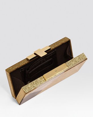 Halston Clutch - Metallic Rectangular Box Minaudiere