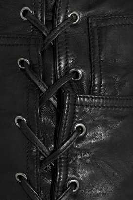 Maje Ennivre lace-up textured-leather shorts
