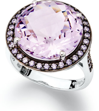 Macy's MACYS Sterling Silver Ring, Natural Pink Amethyst (7-1/5 ct. t.w.) and Purple Swarovski Zirconia (5/8 ct. t.w.) Ring