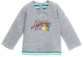 Petit Bateau Baby girl long-sleeved tee in reversible tube knit with motif