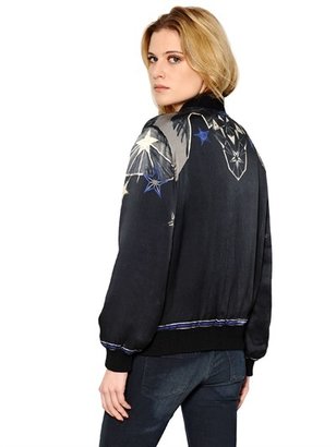 IRO Printed Silk Satin Bomber Jacket
