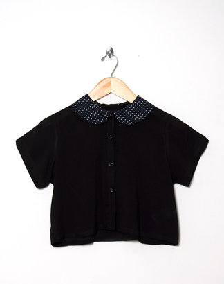 Motel Rocks Motel Vintage Andy Collared Crop Blouse 0125 ONE SIZE