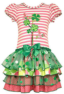 Bonnie Jean 2T-6X 2 Cute 2 Pinch Dropwaist Tier St. Patrick's Day Dress