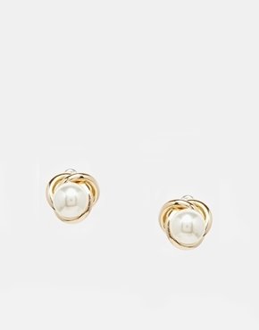 ASOS Faux Pearl Knot Earrings - Cream