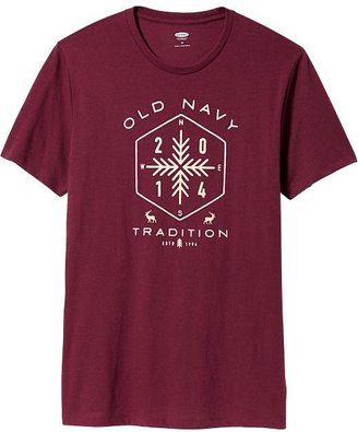 Old Navy Men's Flocked-Snowflake Graphic Tees