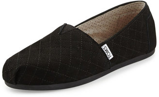 Toms Quilted Leather Slip-On, Black