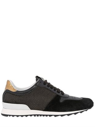 Casadei Suede & Laminated Leather Running Shoes