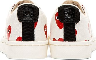 Comme des Garcons Play Ivory Heart Print Converse Cons Edition Sneakers