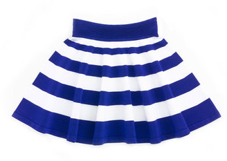 Milly Minis Striped Flare Skirt, Cobalt/White, Size 2-7